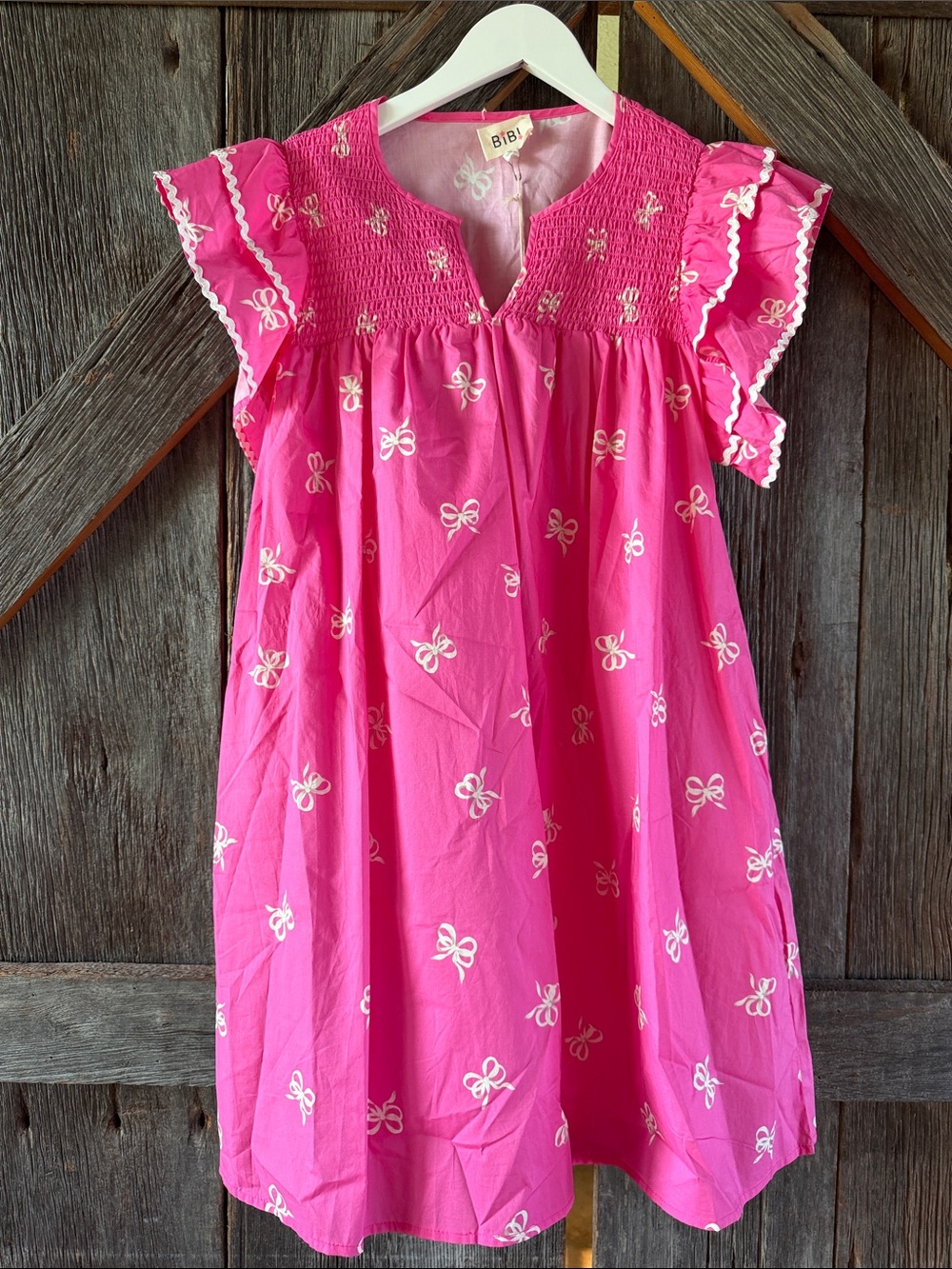 BiBi Bright Pink Flutter Sleeve Mini Dress